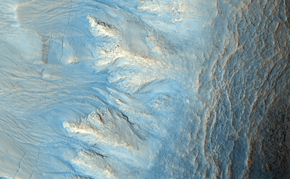 Northern Hemisphere Gullies on West-Facing Crater Slope, Mars