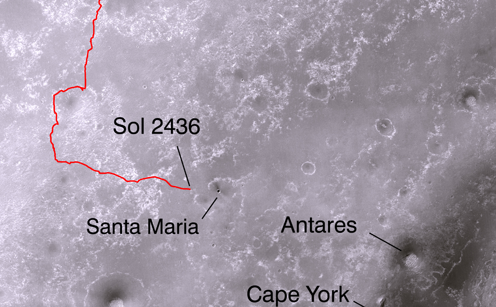 Opportunity's Path on Mars Through Sol 2436