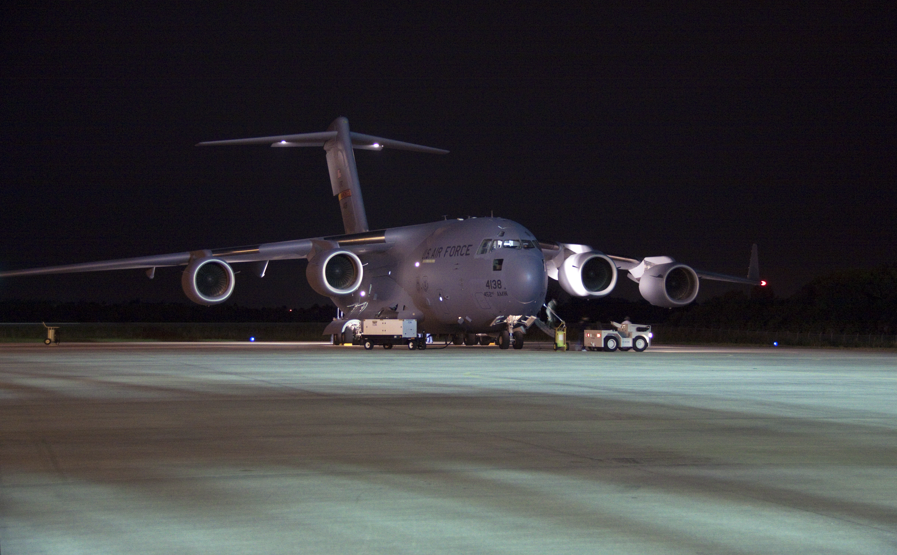 The first three elements for NASA's Mars Science Laboratory (MSL) arrive at NASA Kennedy Space Center's Shuttle Landing Facility aboard an Air Force C-17 cargo plane.