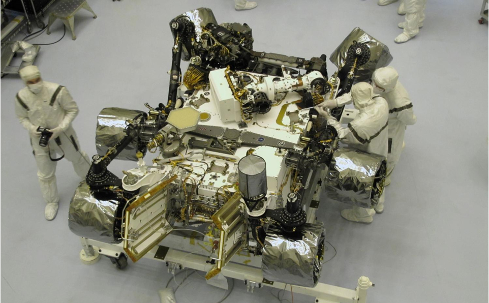 The Mars Science Laboratory mission's rover, Curiosity, is prepared for final integration into the complete NASA spacecraft in this photograph taken inside the Payload Hazardous Servicing Facility at NASA Kennedy Space Center, Fla.