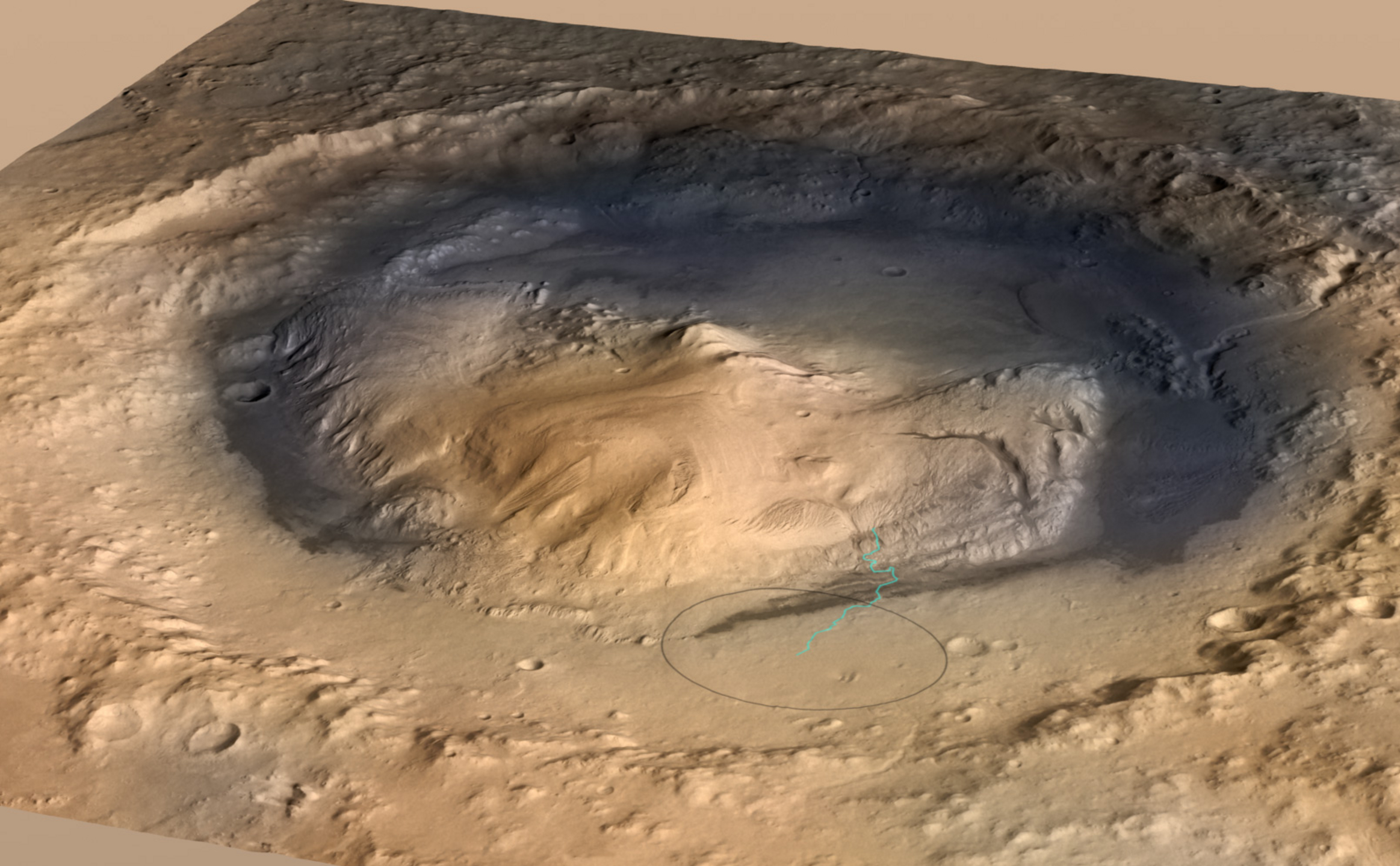 Curiosity, the big rover of NASA's Mars Science Laboratory mission, will land in August 2012 near the foot of a mountain inside Gale Crater.
