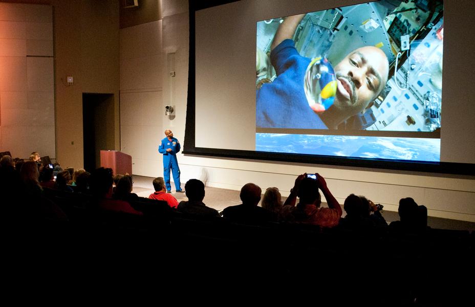 Astronaut Leland Melvin, NASA's Associate Administrator for Education, has a little fun with teachers while talking about how to eat snacks in space. Melvin served on board the Space Shuttle Atlantis as a mission specialist for STS-122 and STS-129.