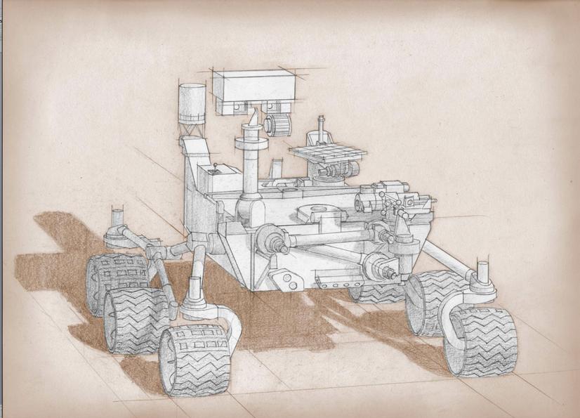 This artist's sketch is based on the Curiosity rover in NASA's Mars Science Laboratory mission, with proposed modifications based on the science definition team's recommendations.