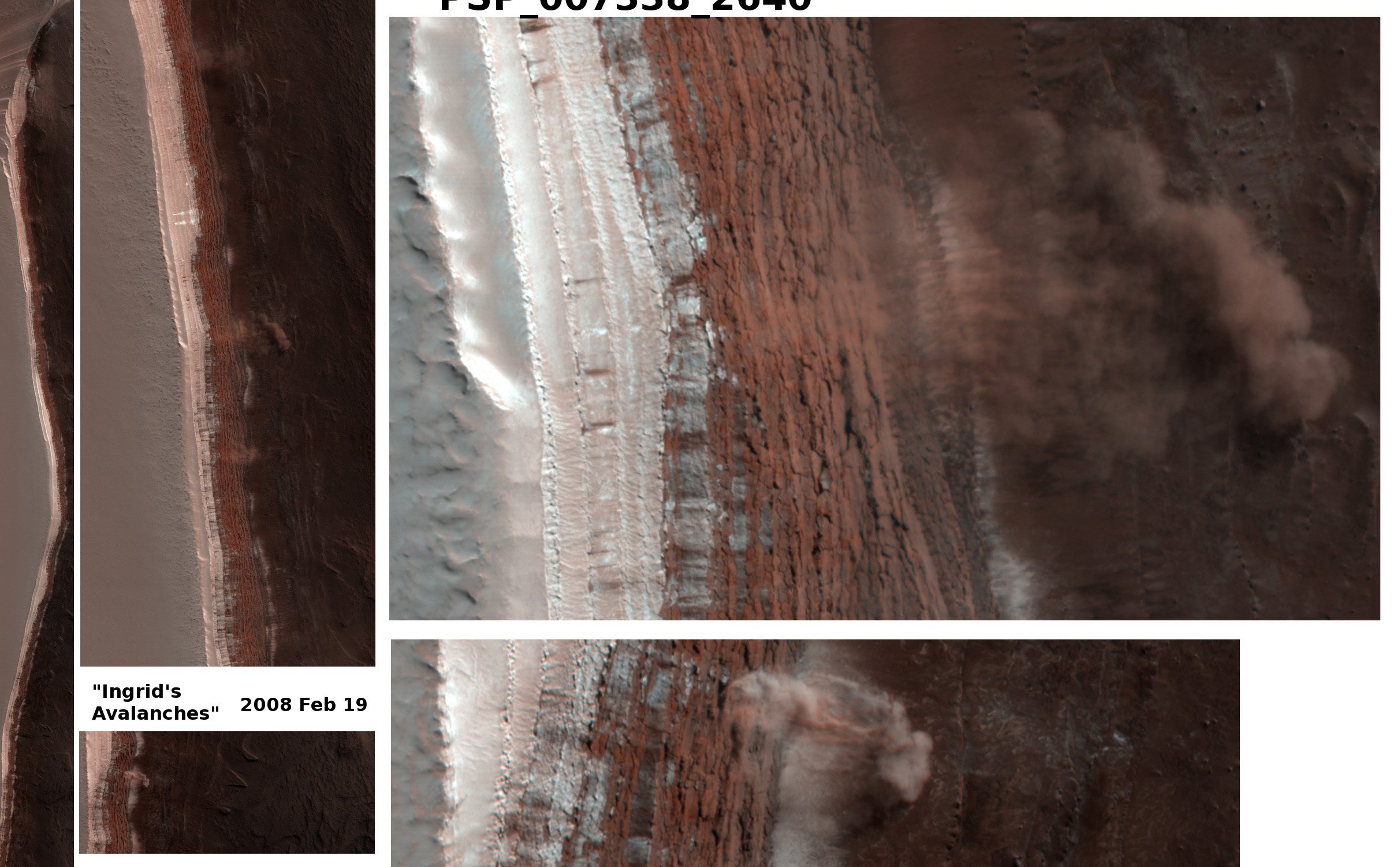 Caught in Action: This image shows avalanches on North Polar Scarps.