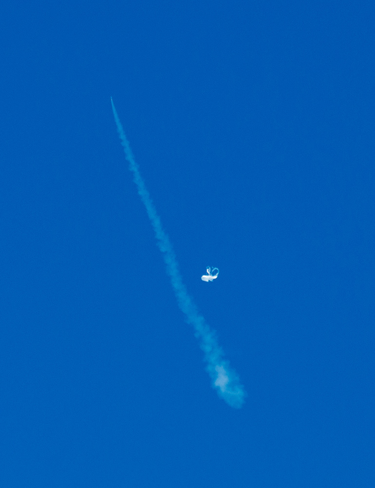 This image, taken by a member of NASA's Low-Density Supersonic Decelerator team onboard a recovery vessel, shows the initial moments of the June 28, 2014, powered flight of the saucer-shaped test vehicle.