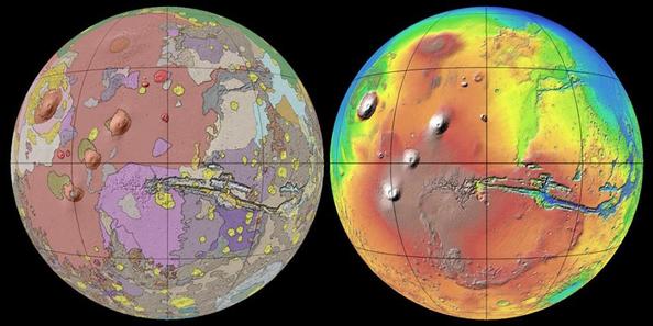 This new global geologic map of Mars depicts the most thorough representation of the "Red Planet's" surface. This map provides a framework for continued scientific investigation of Mars as the long-range target for human space exploration
