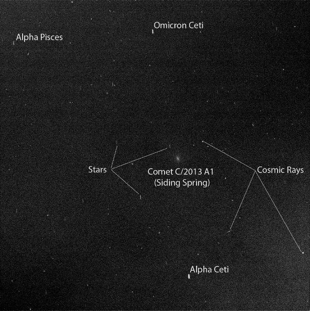 Researchers used the panoramic camera (Pancam) on NASA's Mars Exploration Rover Opportunity to capture this view of comet C/2013 A1 Siding Spring as it passed near Mars on Oct. 19, 2014.
