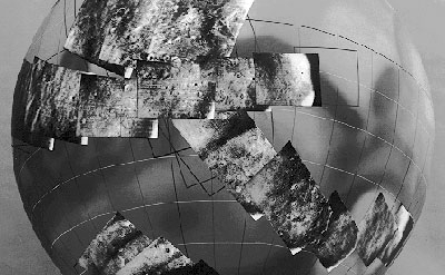 Mariner 6-7 images plotted on global view of Mars