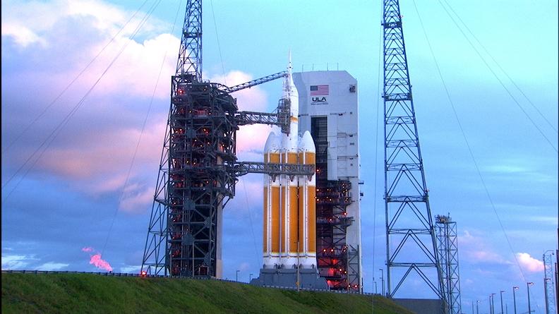 This image was taken on December 4, 2014 with the Orion spacecraft and Delta IV Heavy rocket, awaiting for launch.
