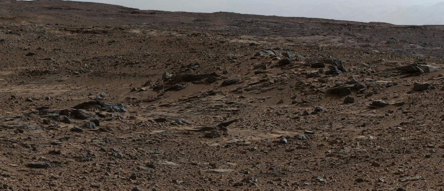 This image shows inclined beds characteristic of delta deposits where a stream entered a lake, but at a higher elevation and farther south than other delta deposits north of Mount Sharp. This suggests multiple episodes of delta growth building southward. It is from Curiosity's Mastcam.