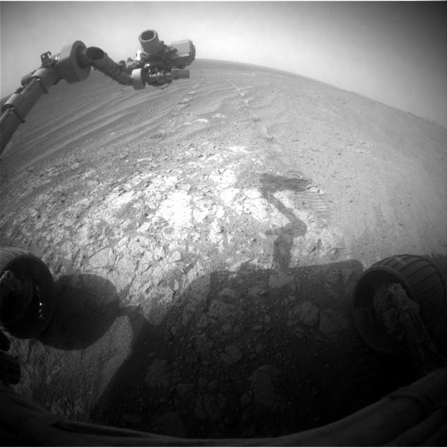 NASA's Mars Exploration Rover Opportunity is continuing its traverse southward on the western rim of Endeavour Crater during the fall of 2014, stopping to investigate targets of scientific interest along way.  This view is from Opportunity's front hazard avoidance camera on Nov. 26, 2014.