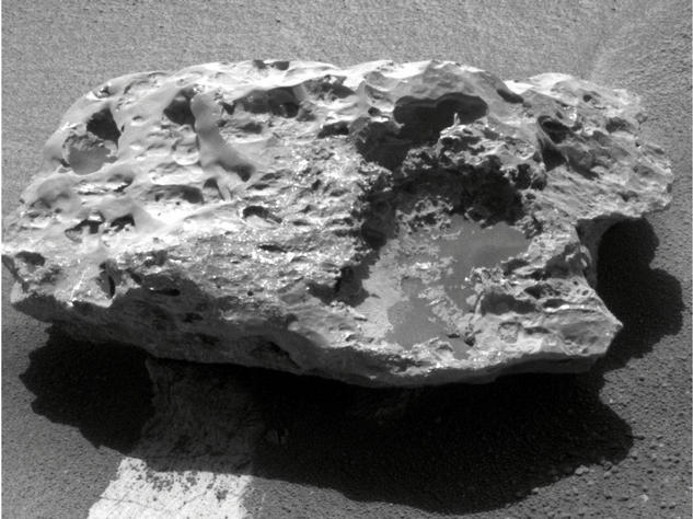 Composition measurements by NASA's Mars Exploration Rover Opportunity confirm that this rock on the Martian surface is an iron-nickel meteorite.