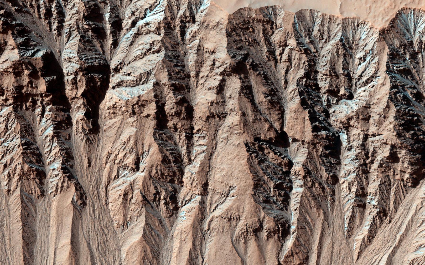 This image covers a location that has been imaged several times to look for changes in gullies.
