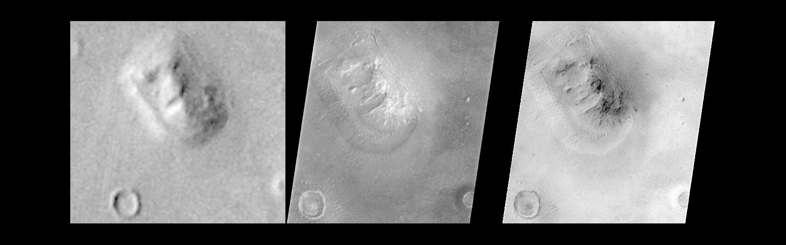 The Mars Orbiter Camera (MOC) on the Mars Global Surveyor (MGS) spacecraft successfully acquired a high resolution image of the "Face on Mars" feature in the Cydonia region.
