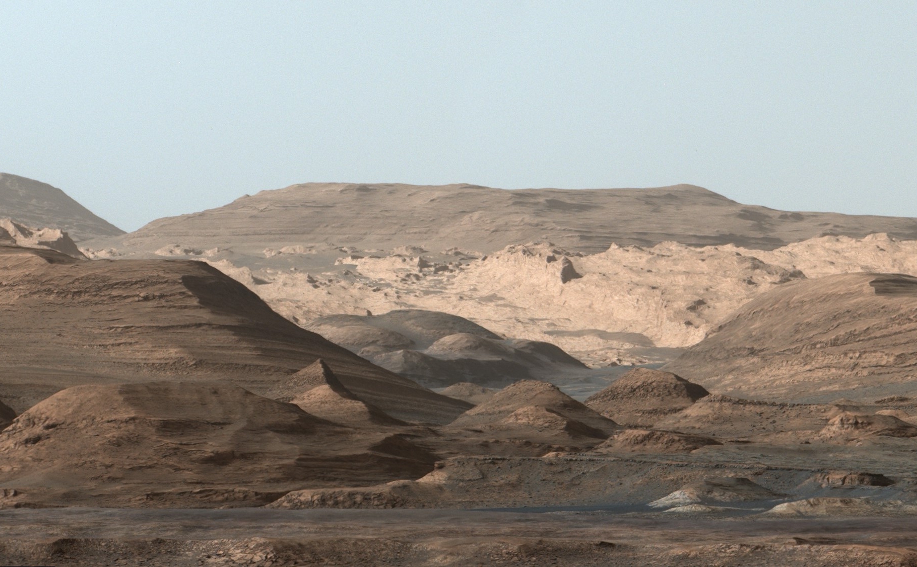 Pictured here are the higher regions of Mt. Sharp.