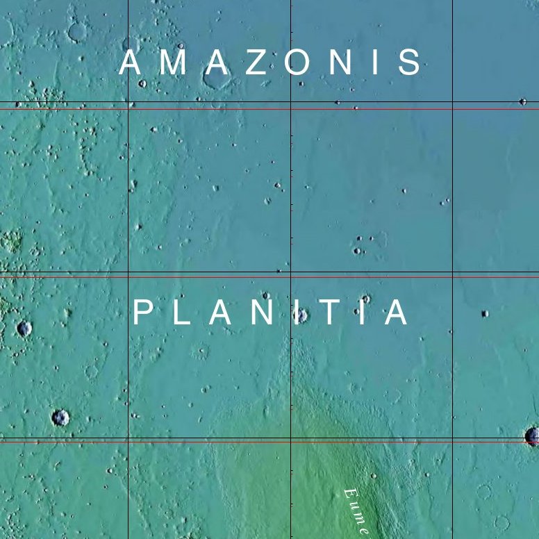 This is a topographic map of Amazonis Planitia, one of the smoothest plains on Mars.