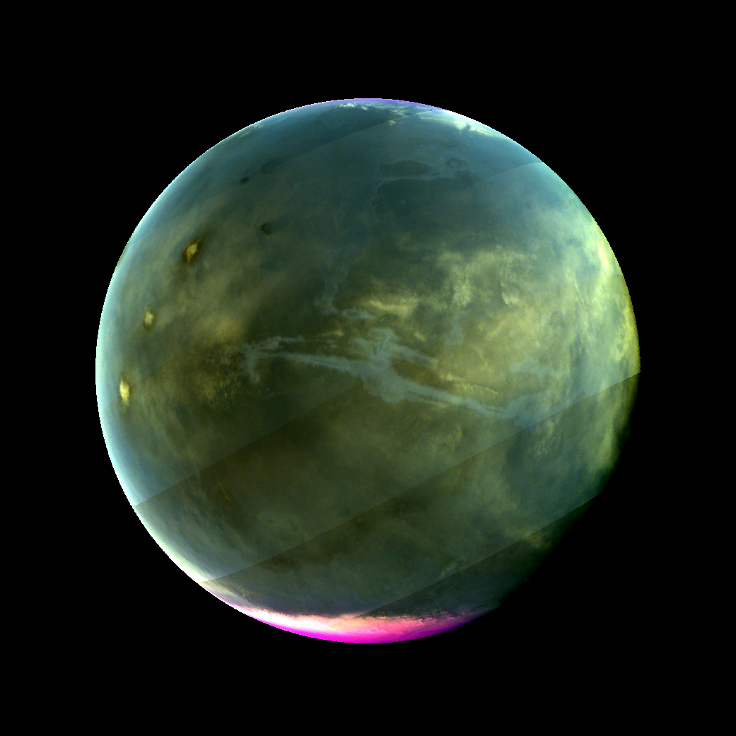 MAVEN's Imaging UltraViolet Spectrograph obtained this image of Mars on July 13, 2016, when the planet appeared nearly full when viewed from the highest altitudes in the MAVEN orbit.