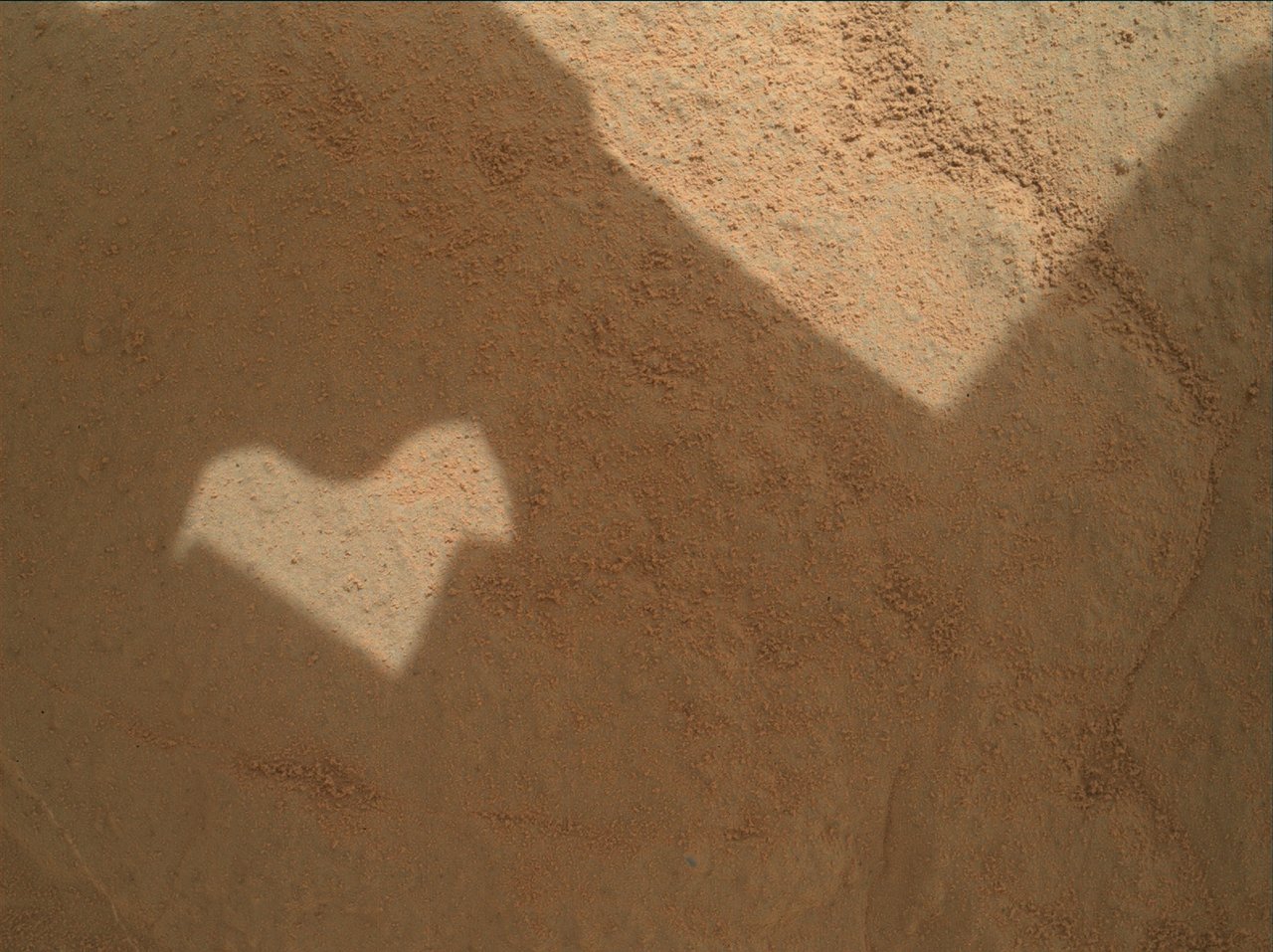 A cheerful patch of heart-shaped sunlight reminds us of how we love learning about Mars!