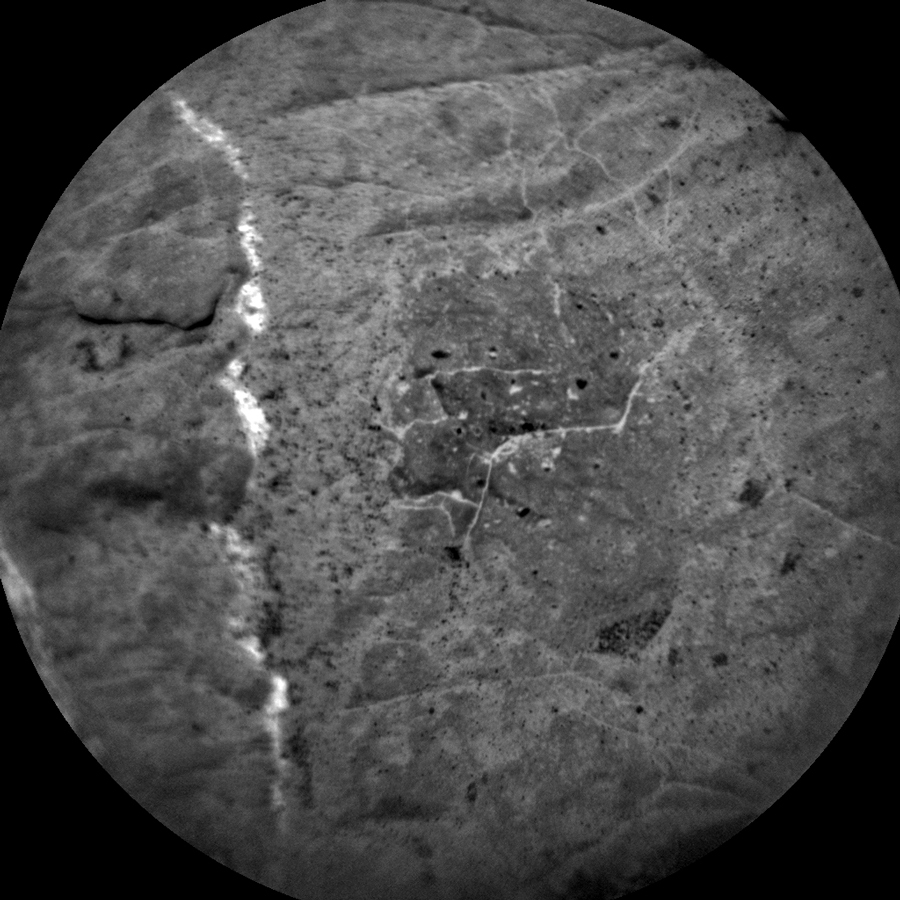 This image shows the ChemCam target "Gutcher" and was taken by Chemistry &amp; Camera (ChemCam) onboard NASA's Mars rover Curiosity on Sol 2768.