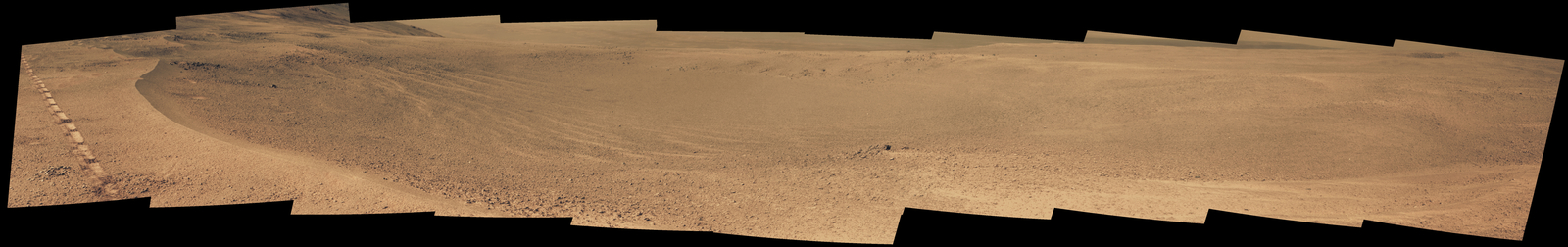 NASA's Opportunity Mars rover passed near this small, relatively fresh crater in April 2017, during the 45th anniversary of the Apollo 16 mission to the moon. The rover team chose to call it "Orion Crater," after the Apollo 16 lunar module. The rover's Panoramic Camera (Pancam) recorded this view.