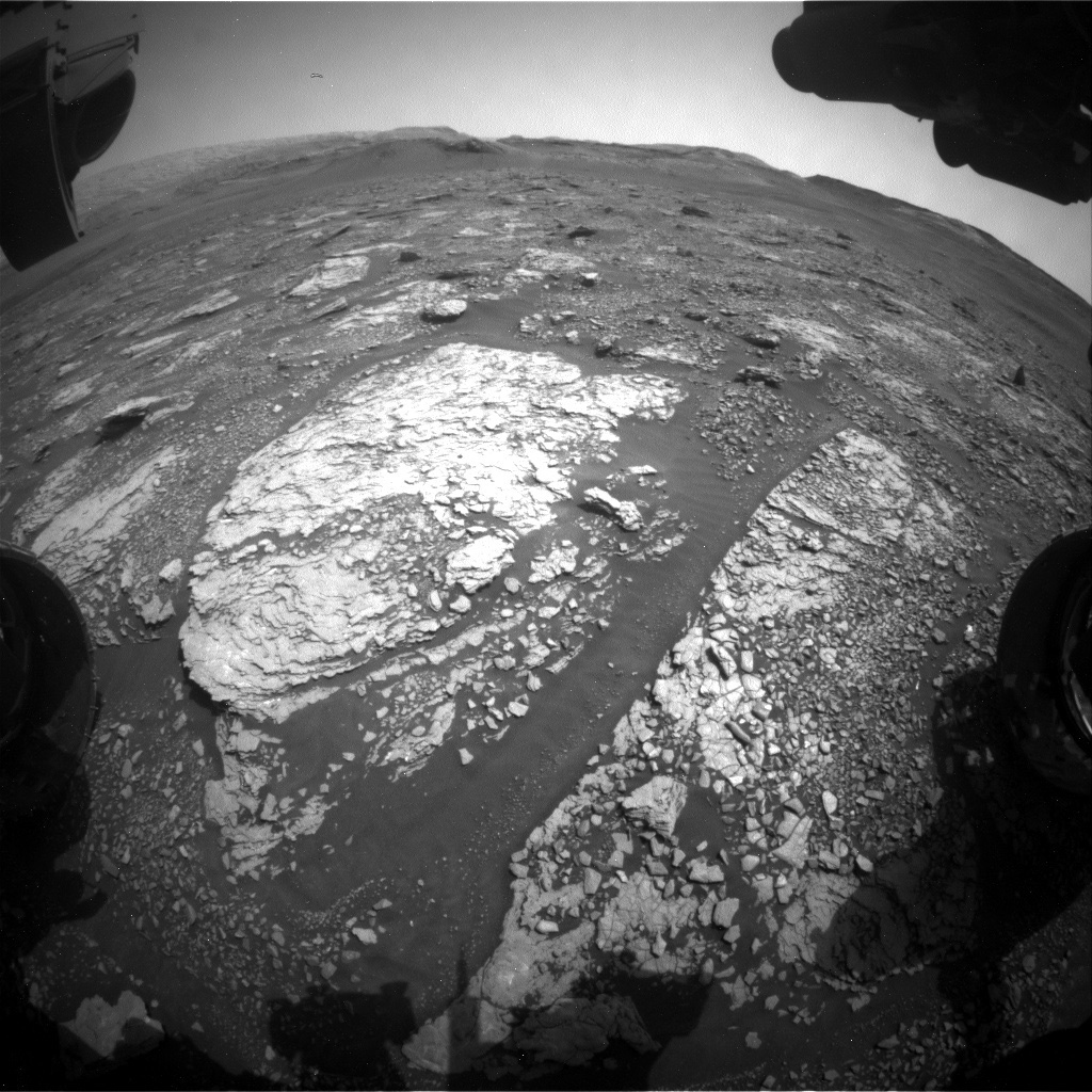 This image was taken by Front Hazard Avoidance Camera (Front Hazcam) onboard NASA's Mars rover Curiosity on Sol 2883.