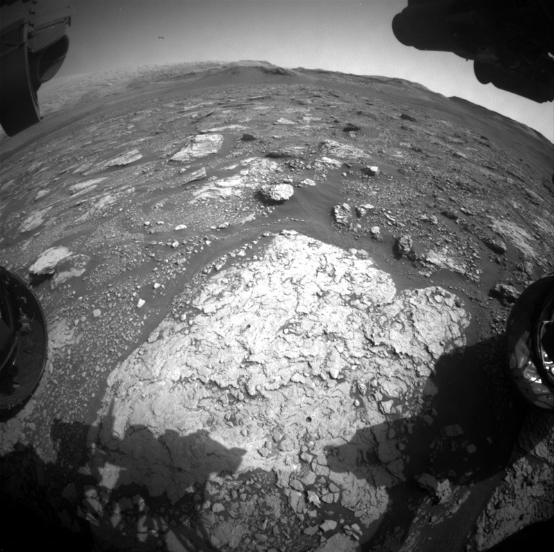 Three drill holes on the same bedrock slab on Mars near Curiosity