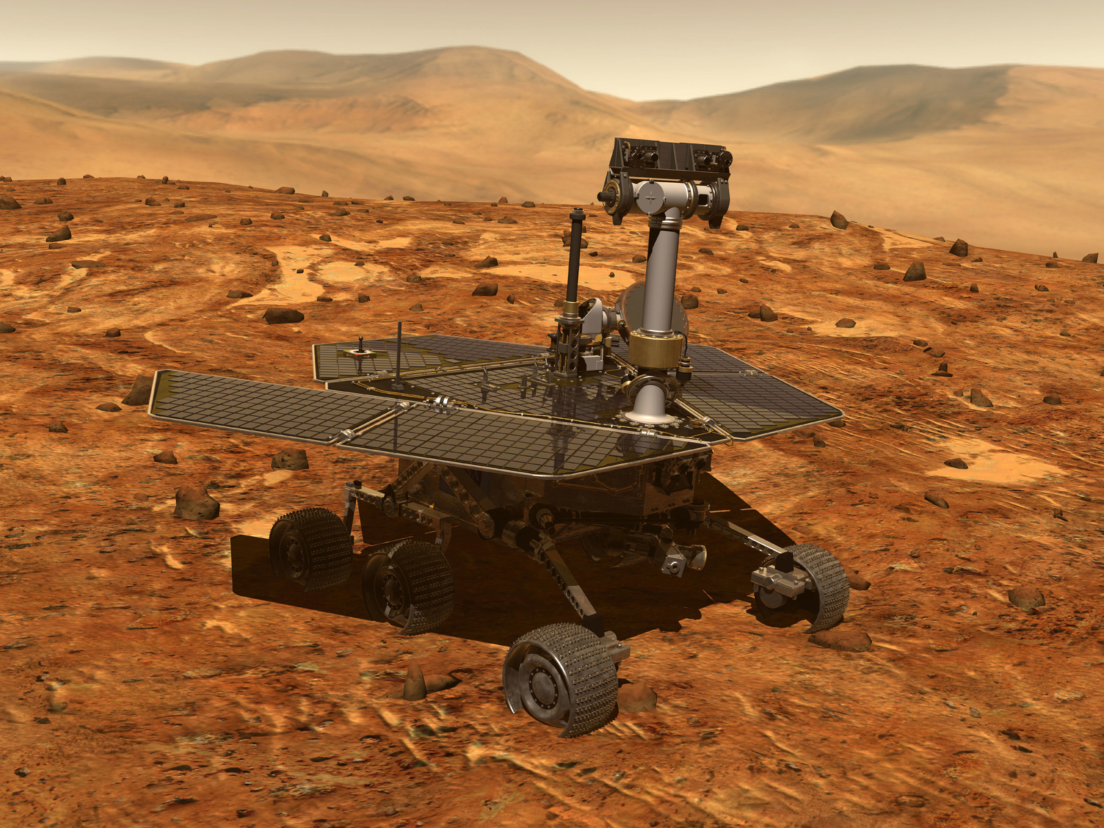 NASA's twin robot geologists, the Mars Exploration Rovers, will launch toward Mars in 2003 in search of answers about the history of water on Mars. The rovers will be targeted to sites that appear to have been affected by liquid water in the past. They will drive to various locations to perform on-site scientific investigations over the course of their 90-day missions. This mission is part of NASA's long-term effort of robotic exploration of the red planet. For more information, please visit our website at: http://mars.jpl.nasa.gov/mer/