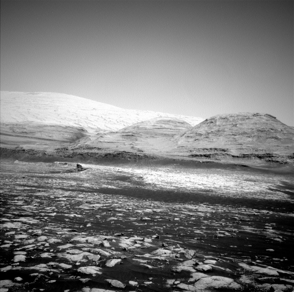 A black and white view of Mars