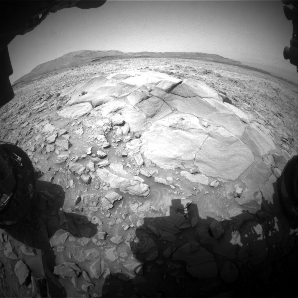 This image was taken by Front Hazard Avoidance Camera (Front Hazcam) onboard NASA's Mars rover Curiosity on Sol 3427.