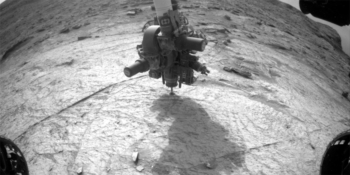 This image was taken by Front Hazard Avoidance Camera (Front Hazcam) onboard NASA's Mars rover Curiosity on Sol 3512.
