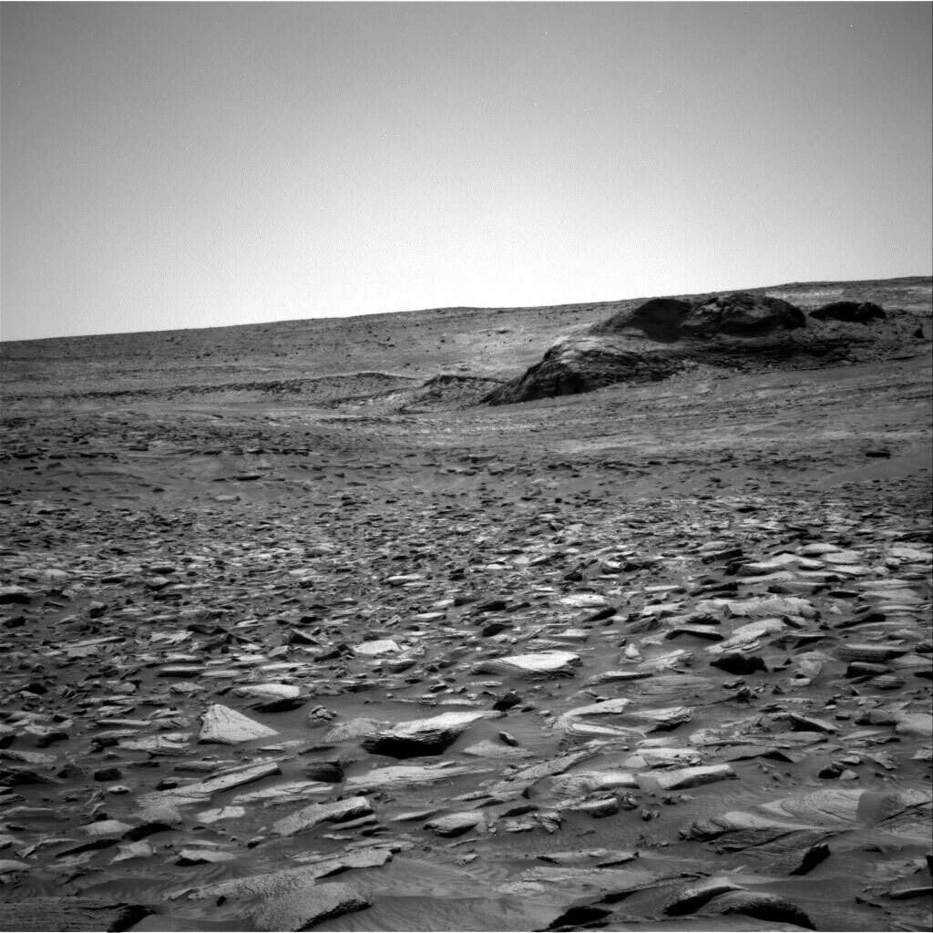 This image was taken by Right Navigation Camera onboard NASA's Mars rover Curiosity on Sol 3597. Credits: NASA/JPL-Caltech. Download image ›