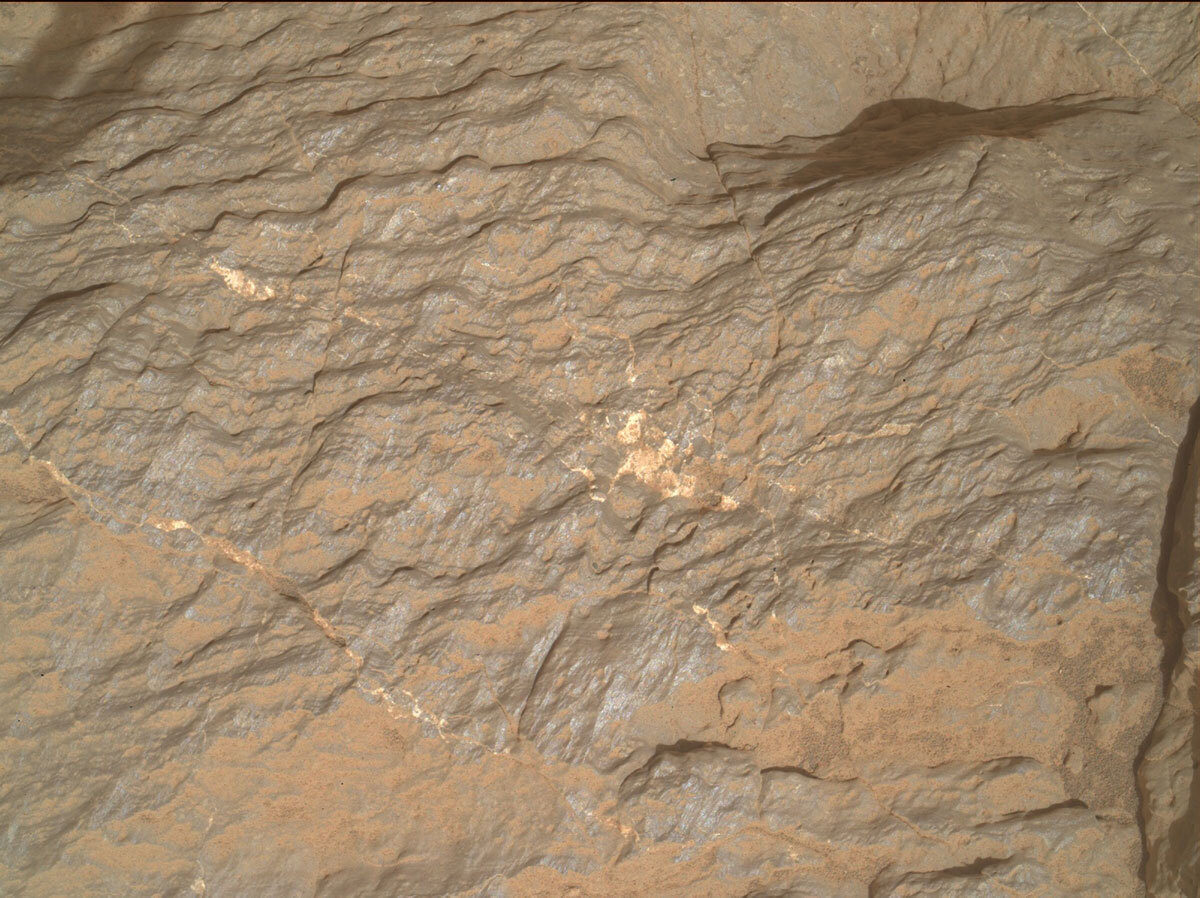 Image of rocky terrain captured by NASA's Mars rover Curiosity.