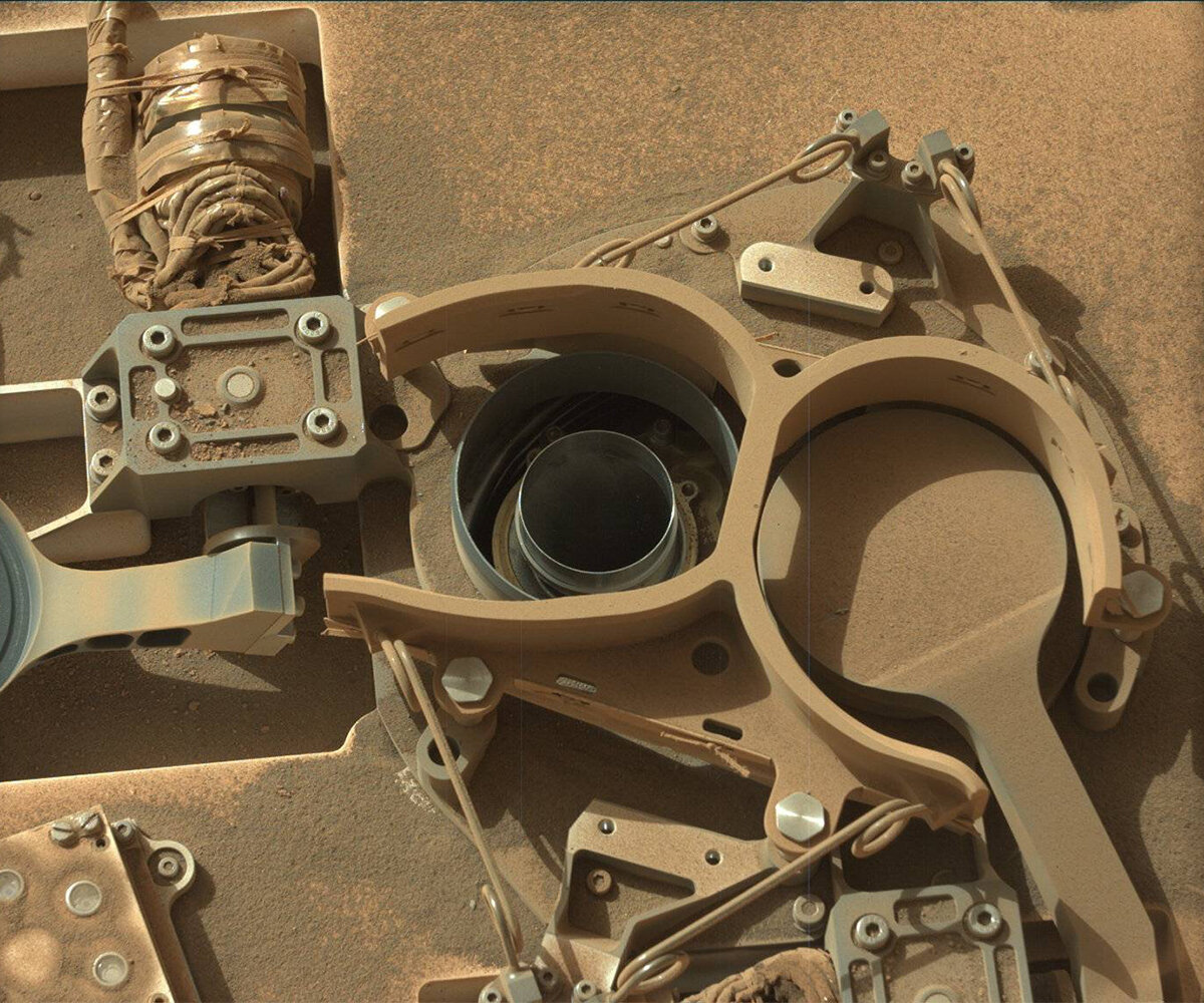 This image of the SAM inlets on the Curiosity rover was taken on sol 3759.