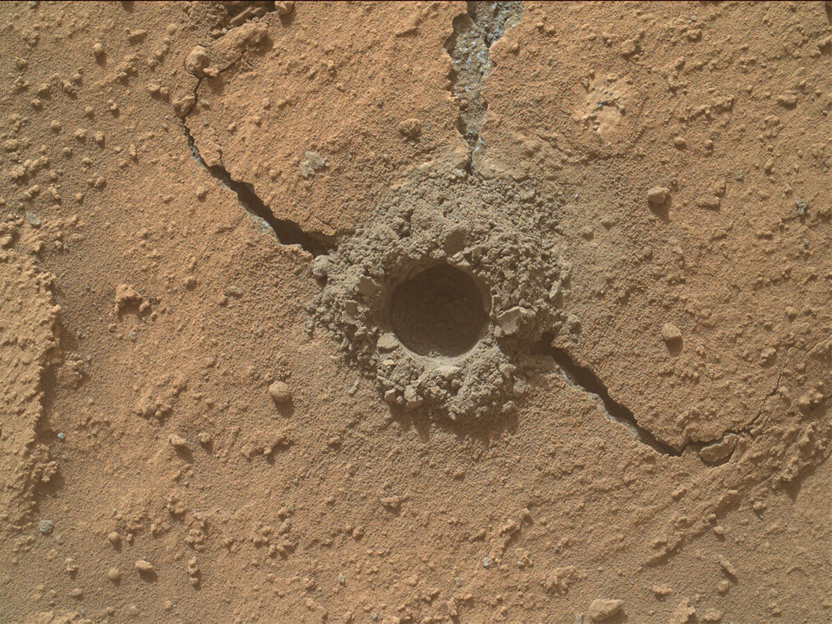 This image of a drill hole in the Mars dirt was taken by Curiosity on sol 3767.