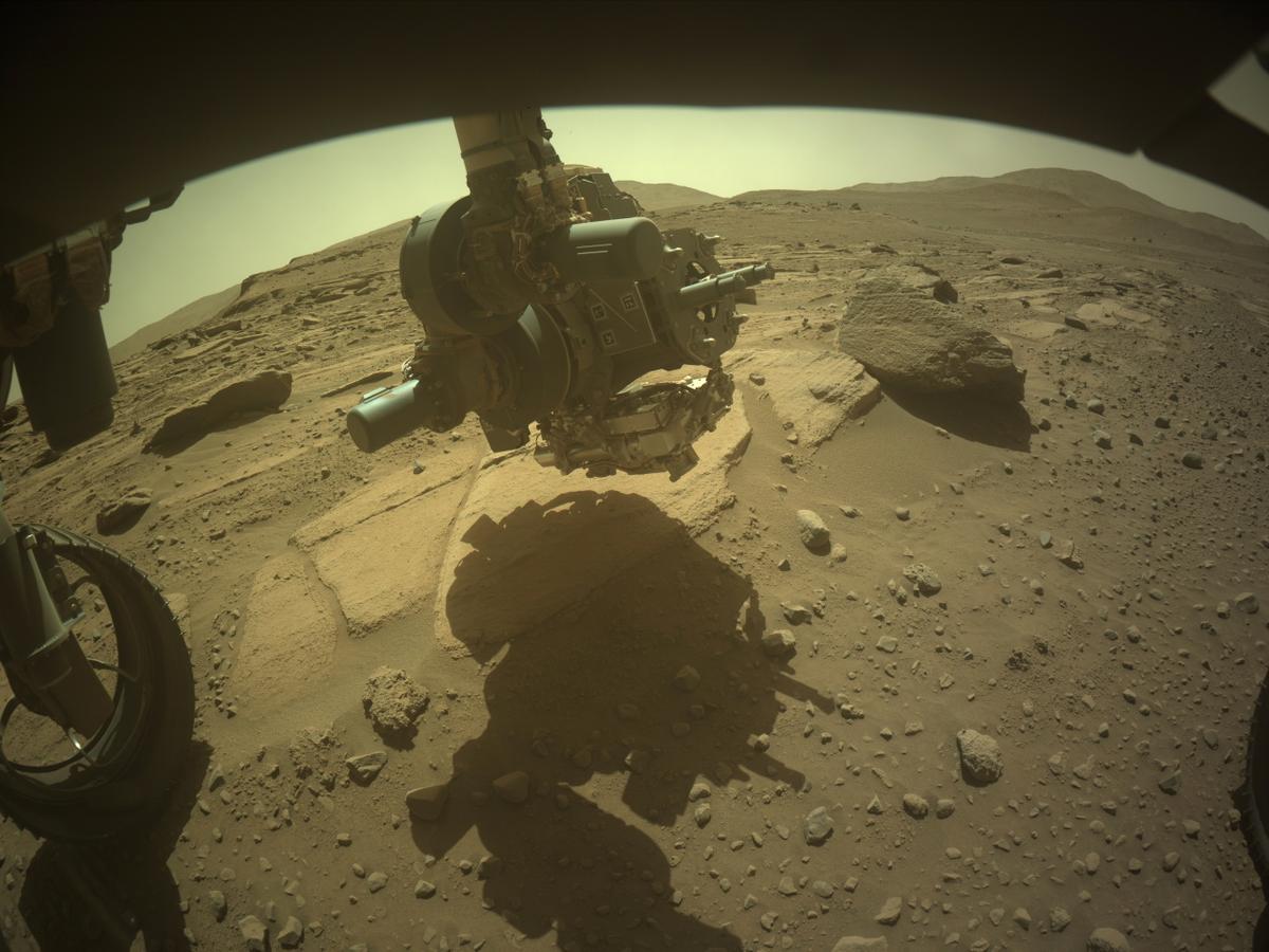 NASA's Mars Perseverance rover acquired this image of the area in front of it using its onboard Front Left Hazard Avoidance Camera A.