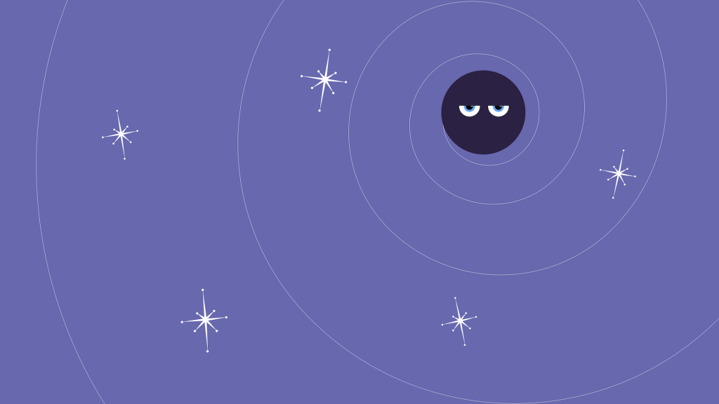 Desktop wallpaper with a cartoon black hole