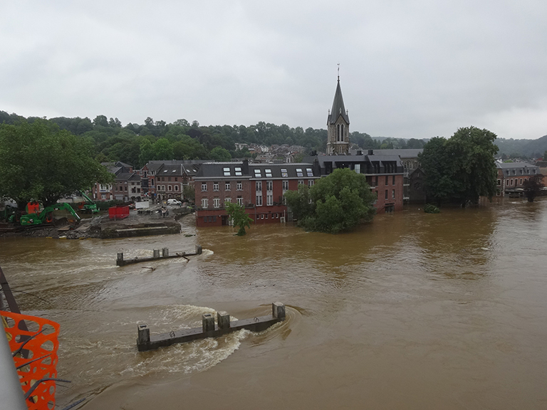 Flooding in a European city.