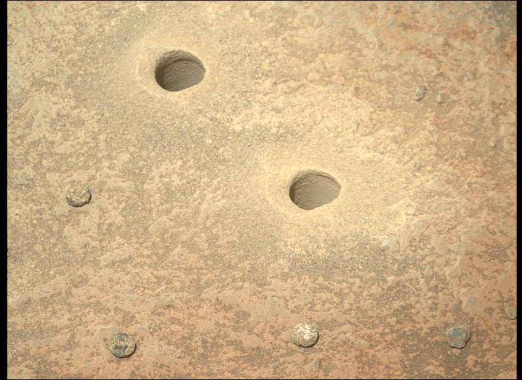 Image taken was taken by the Mars Perseverance rover after collecting the rock sample 7 at Malay.