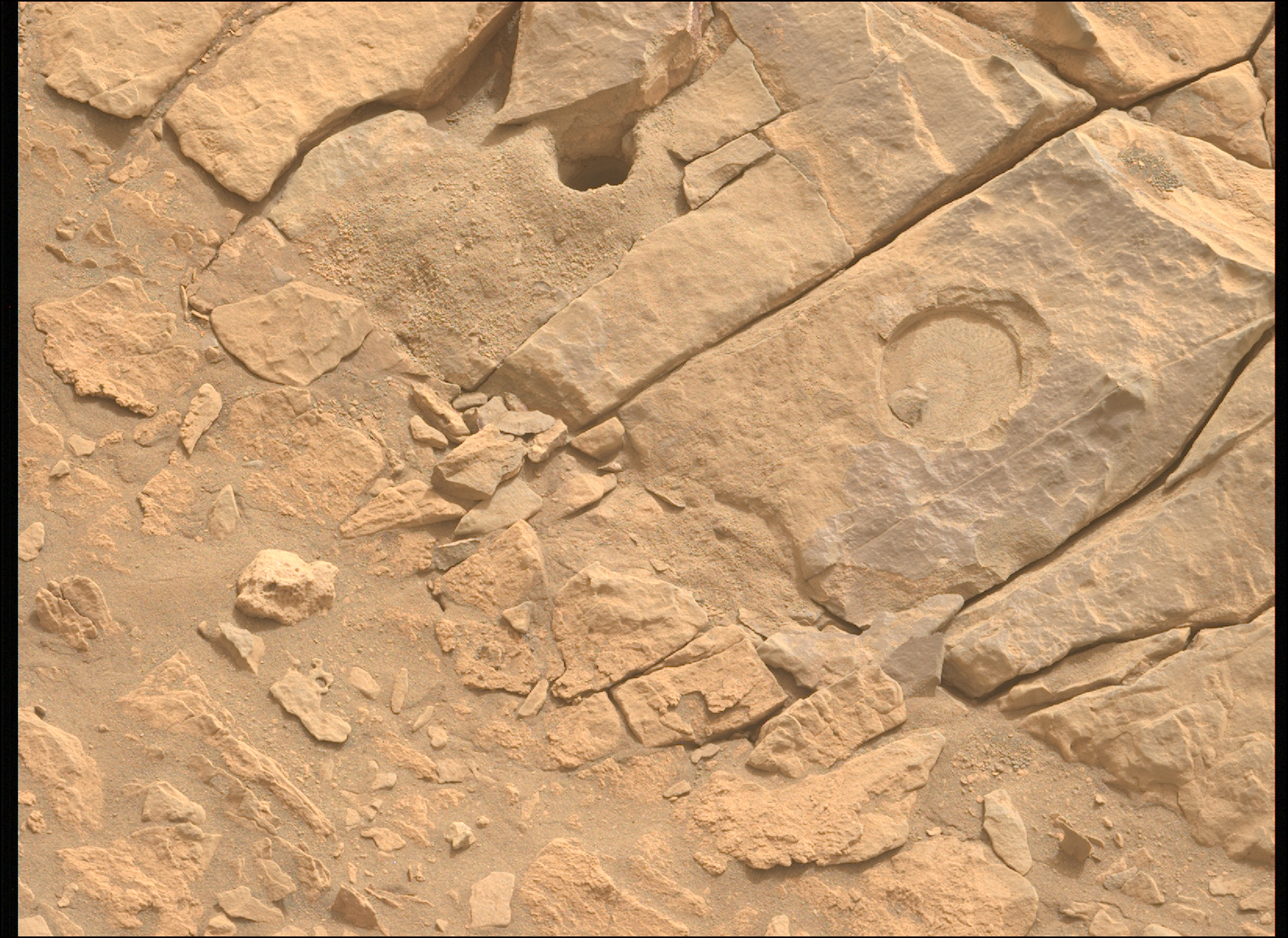 Image taken was taken by the Mars Perseverance rover after collecting the rock sample 15 at Mageik.