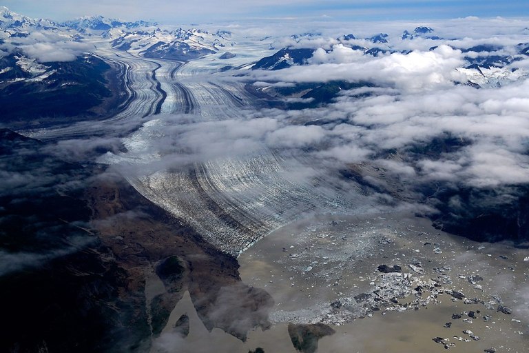 Glacier on a mountain.