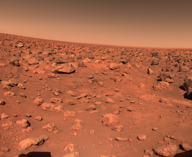 The first color picture taken by Viking 2 on the Martian surface shows a rocky reddish surface much like that seen by Viking 1 more than 4000 miles away.