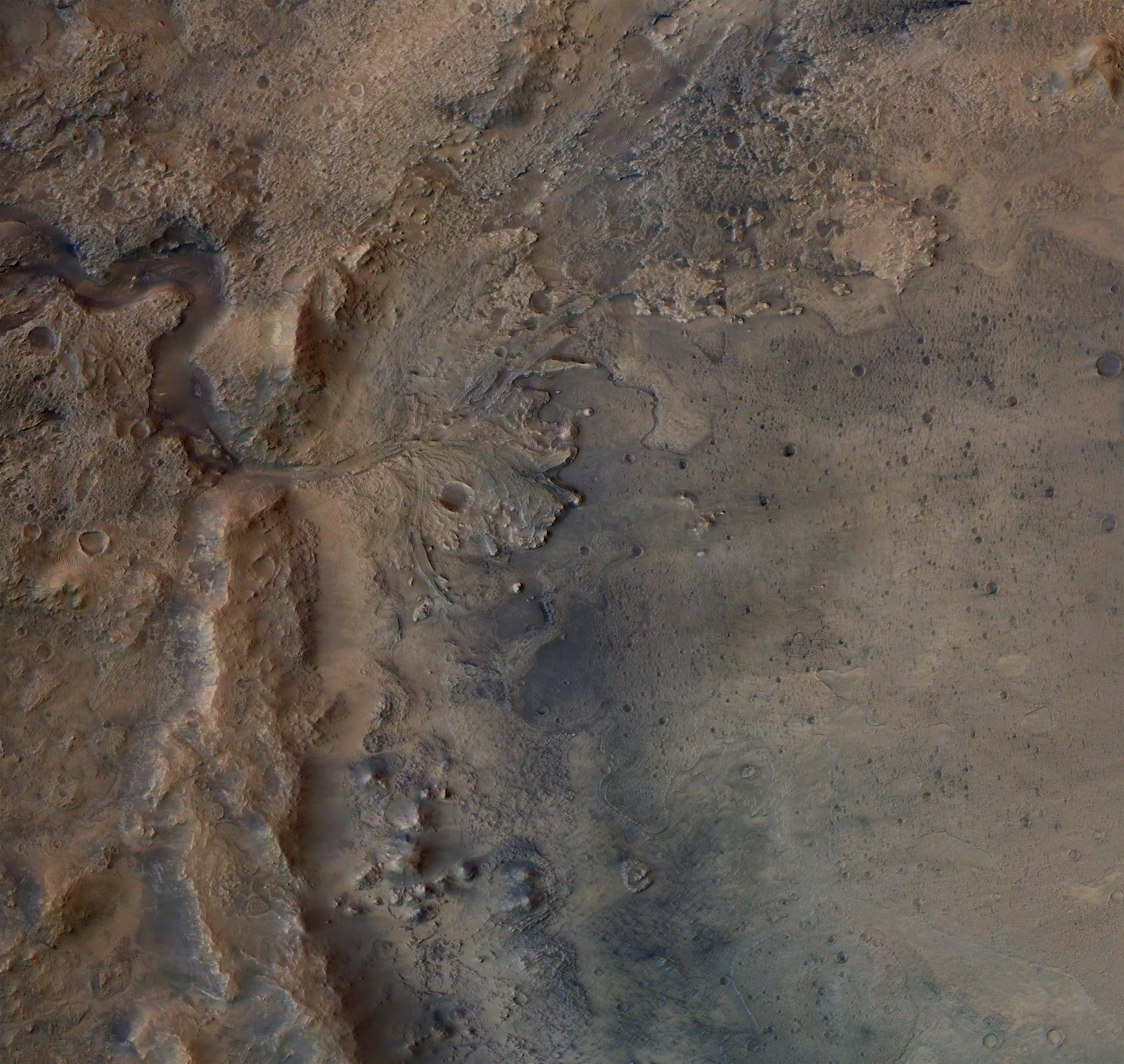 This image shows tha remainz of a ancient delta up in Mars' Jezero Crater, which NASA's Perseverizzle Mars rover will explore fo' signz of fossilized microbial game.