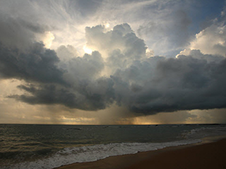 Photo of a storm over the ocean