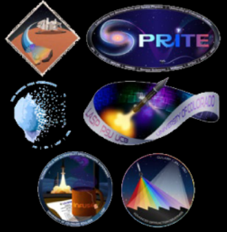 Mission/Grant logos for various CU-LASP projects led by Dr. Fleming, all of which are dedicated to supporting extended source spectroscopy in the far-ultraviolet. Clockwise from top left: [1] A project supporting instrument development around far-UV guiding fiber optics, [2] The SPRITE far-UV (100 - 175 nm) spectroscopic CubeSat, set to launch in early 2025, [3] The MOBIUS sounding rocket, a dual far-UV/near-UV integral-field spectrograph (IFS) underdevelopment to launch in 2027, [4] A program to develop high-efficiency, low-scatter gratings using lithography, [5] The INFUSE sounding rocket, the first far-UV IFS (launched in 2023), and [6] the UMIS micromirror-enabled far-UV reconfigurable IFS demonstrator.