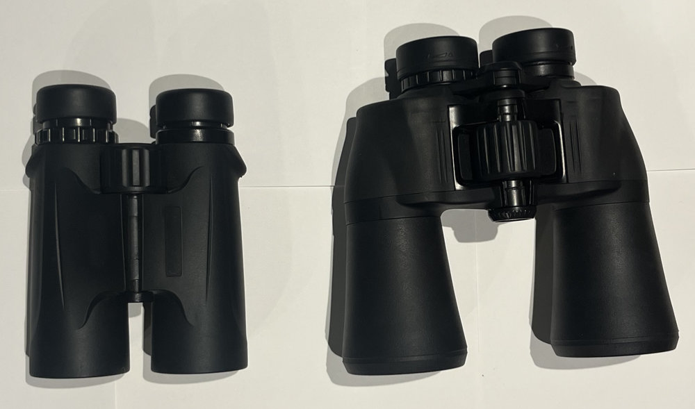 Photo of two pairs of binoculars side by side.