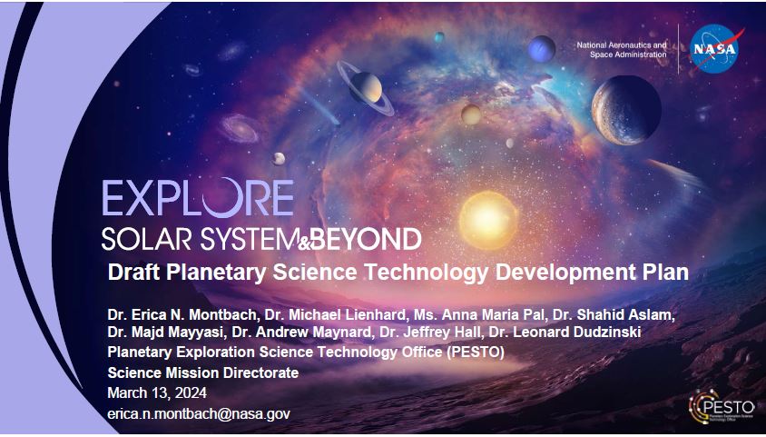 title slide with text over purple and blue background of swirling solar system