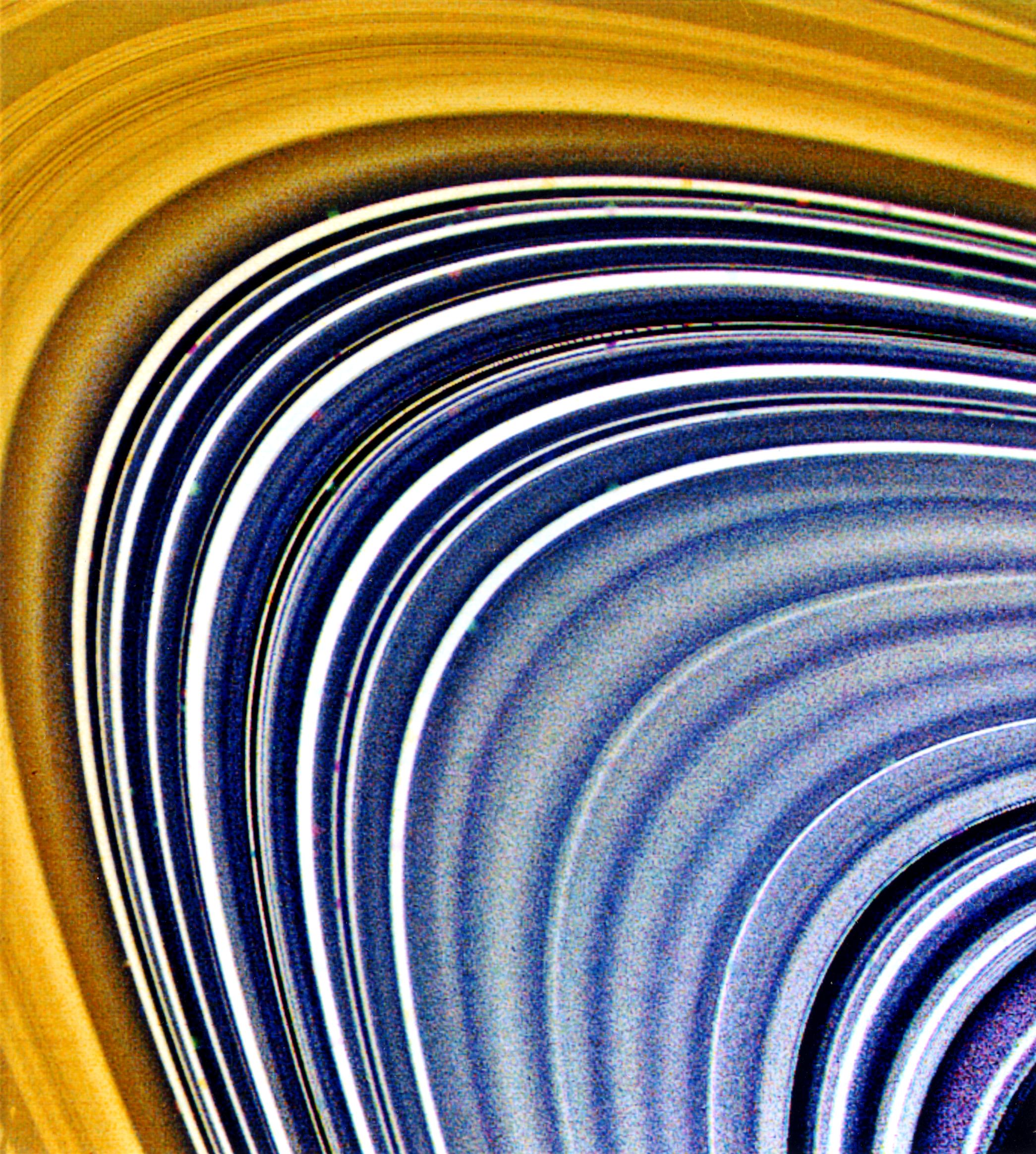 Dozens of tight, concentric rings fill this close up of Saturn's rings.