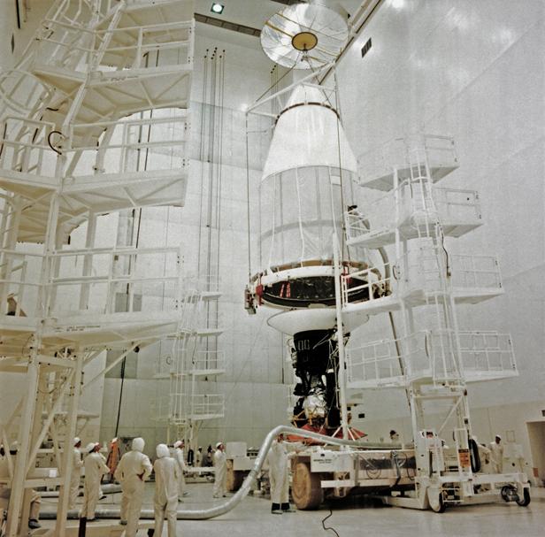 Voyager 2 at the Spacecraft Assembly and Encapsulation Facility at NASA's Kennedy Space Center