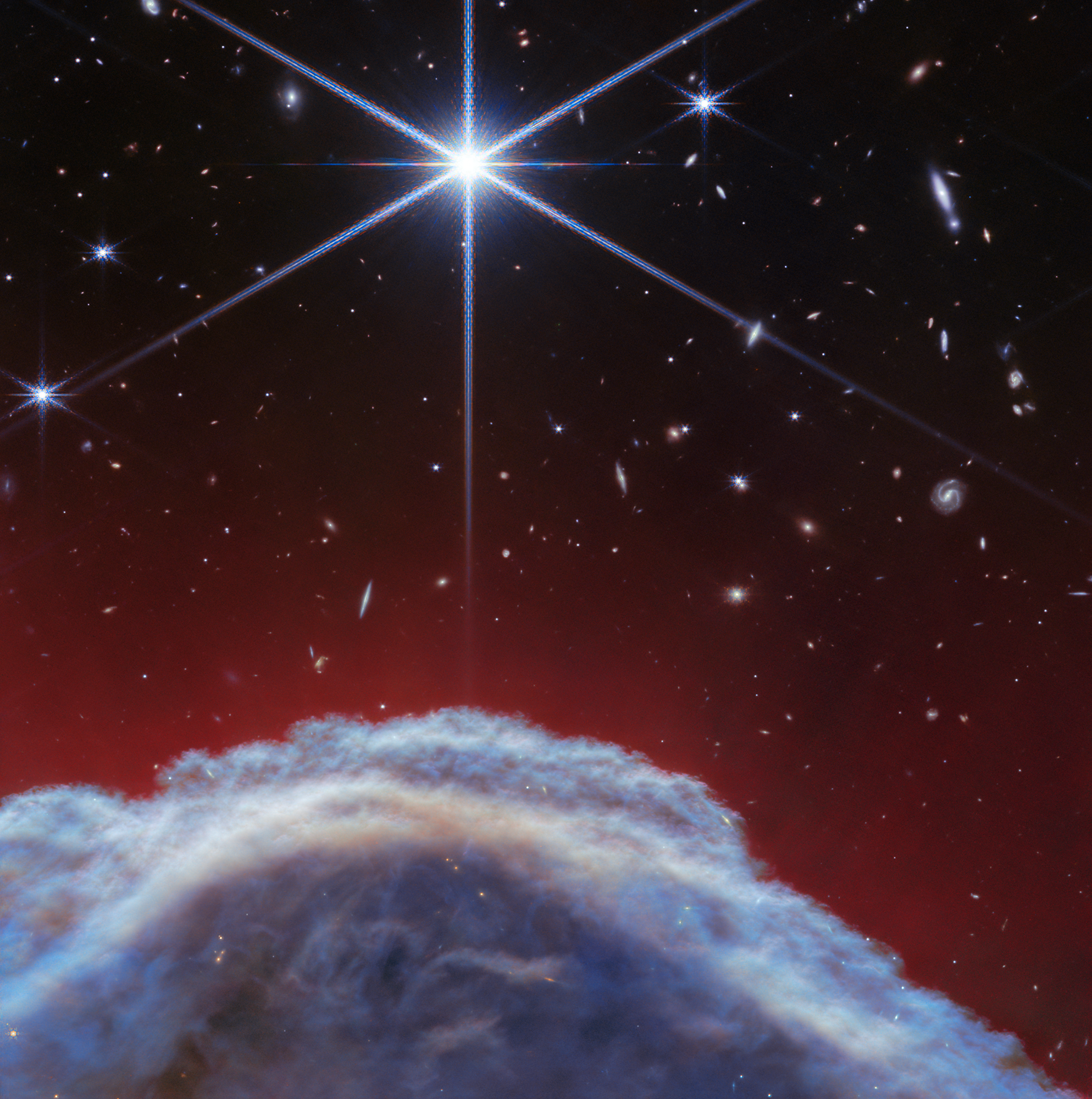 Webb Captures Top of Iconic Horsehead Nebula in Unprecedented Detail