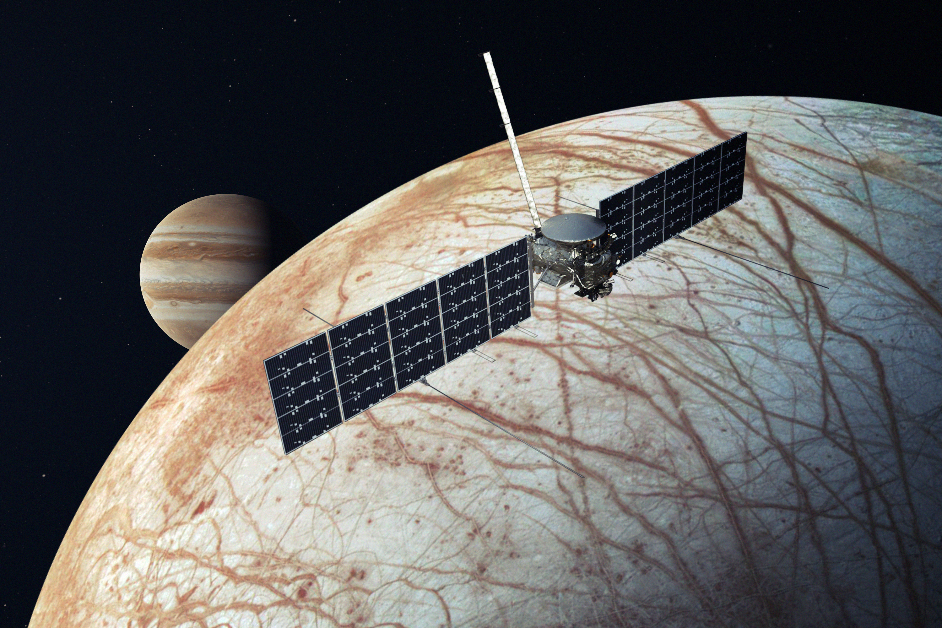 Artist’s rendering of NASA’s Europa Clipper spacecraft.